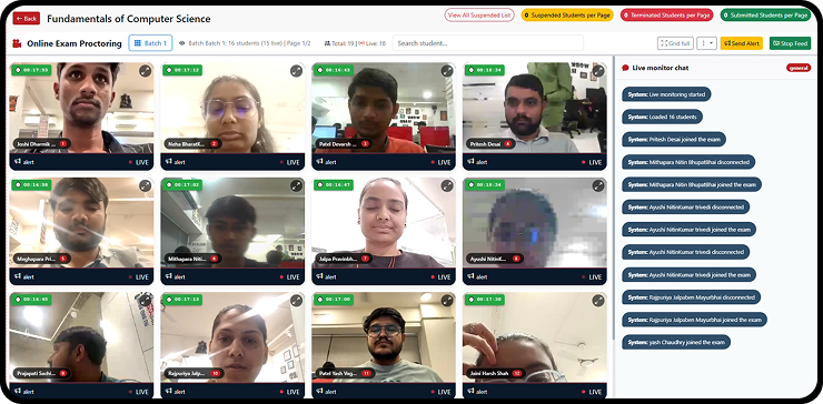 Online exam live proctoring with identity verification